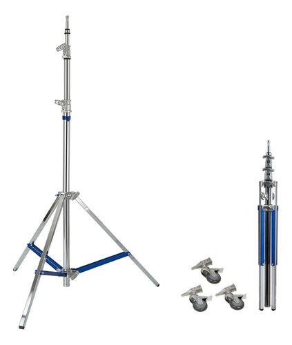 Tripé De Iluminação Ls-3000s Light Stand Inox Para Estúdio F Cor Prateado