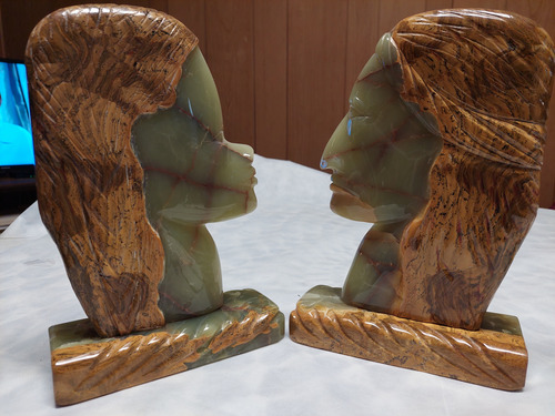 Sujeta Libros Con Caras De Marmol Onix Verde Onix Y Ocre (Usado)