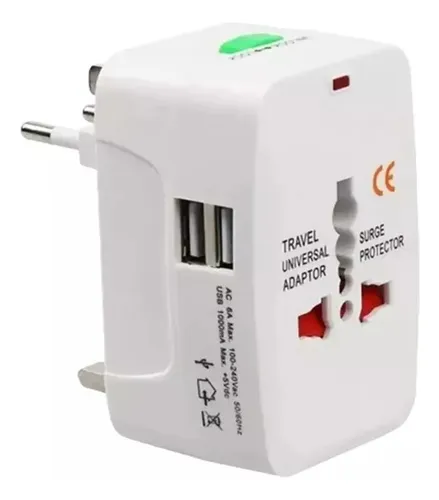comprar Adaptador Universal De Corriente Viajes + Cargador 2 Usb