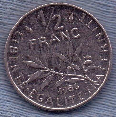 Francia 1/2 Franc 1986 * Campesina Sembrando *