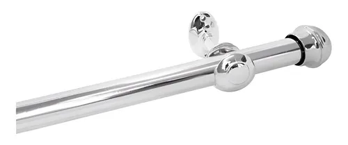 Kit Varão Cromado 2 Metros Simples 19mm Para Cortina Padrão Cor Prateado