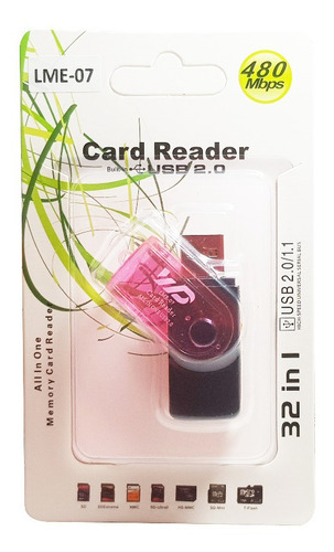Multi Lector Usb, Micro, Sd, Mmc, Tf Blister + Envio
