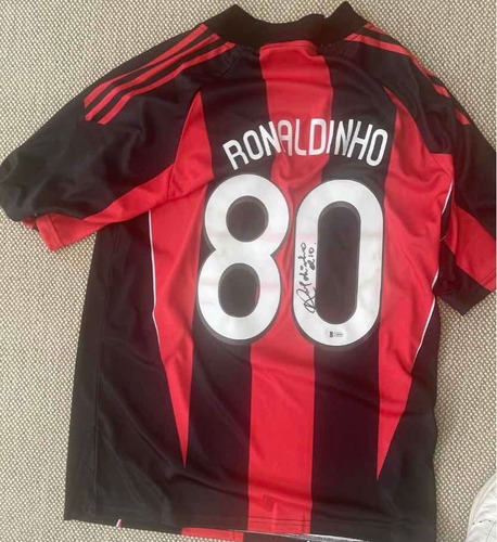 Jersey Autografiado Ronaldinho Milan Champions 
