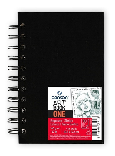 Bloco Sketchbook Canson Art Book One A6 Espiral 80 Folhas