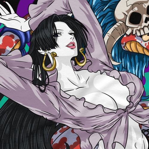 Playera Anime One Piece Boa Hancock Letras Amarillas Dtf