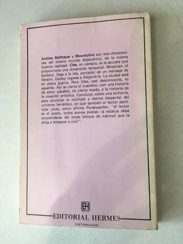 El Cuarteto De Alejandría. Clea. Lawrence Durrell. Sudameric (Usado)