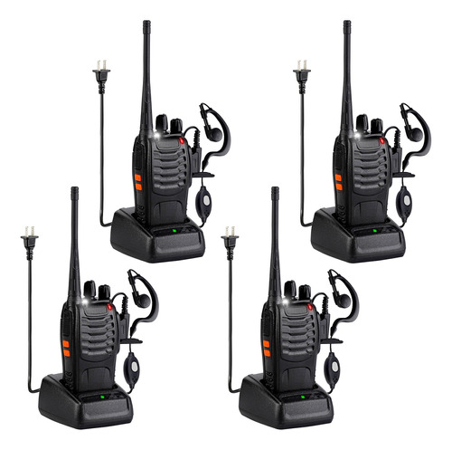 4 Radios Walkie Talkie Recargable, Con Manos Libres