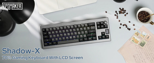 Teclado mecânico sem fio Epomaker Shadow-x Gasket preto