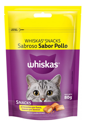 Snacks Whiskas Para Gato 80 Grs. Sabor Pollo 