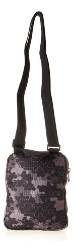 Funda portátil Puma Phase Aop con marco de hardware, color níquel, correa de hombro negra, color negro, diseño de tela suave