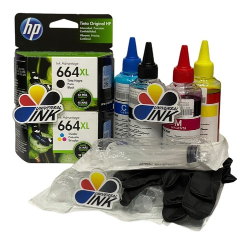 Cartuchos Hp 664xl Negro Y Color Originales + Kit De Recarga