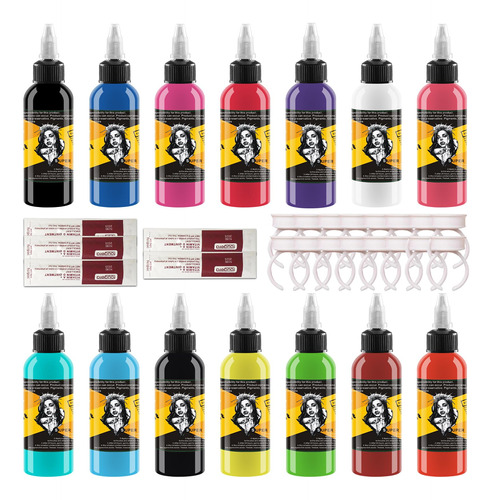 Yaami Juego De Tinta De Tatuaje 14 Colores 1.0 Fl Oz/botella