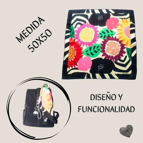 Pañuelo Seda Diseño Estampado Mujer 50 X 50 Bandana Variedad De Colores Variado 50 X50