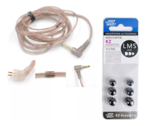 Cable Kz Pin C Con Mic Kz Zsn/pro/x Zs10 Pro + Almohadillas