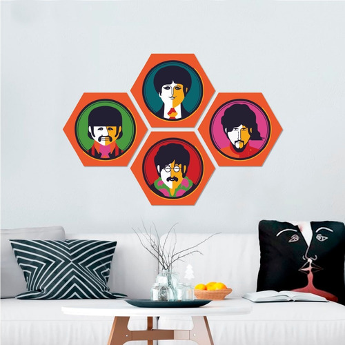 Cuadros Tripticos Hexagonales Yellow Submarine The Beatles