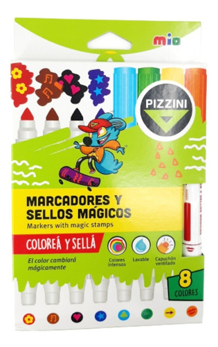 Maxi Marcadores Con Sellos Magicos Pizzini X 8