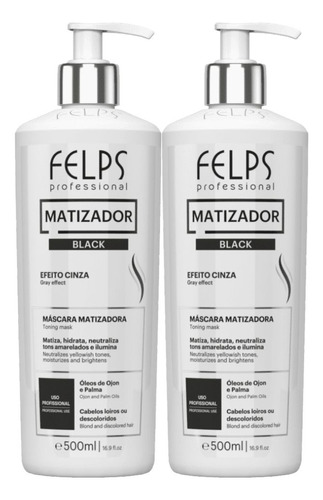 Felps Color 2 Matizadores Black Efeito Cinza 500ml + Brinde