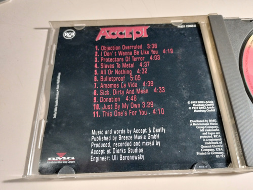 Accept - Objection Overruled - Made In Germany 1993 Edición Limitada (Usado)