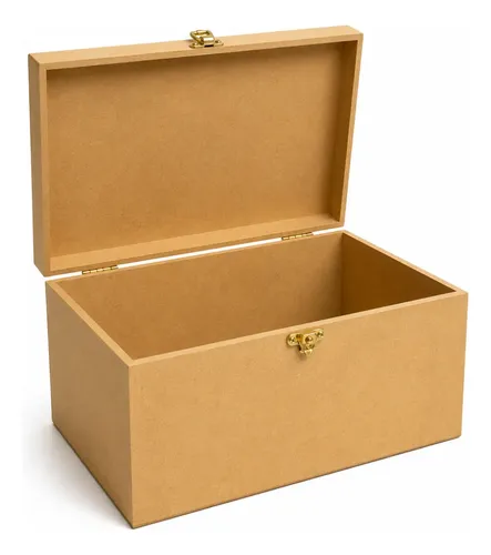 Caixa Organizadora Mdf Cru Lisa Fecho E Dobradiça 30x20x13cm