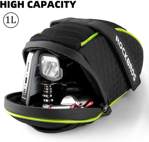 Imagen 3 de 7 de Bolsa De Asiento Sillin Para Bicicleta Luz Led 3d Rockbros