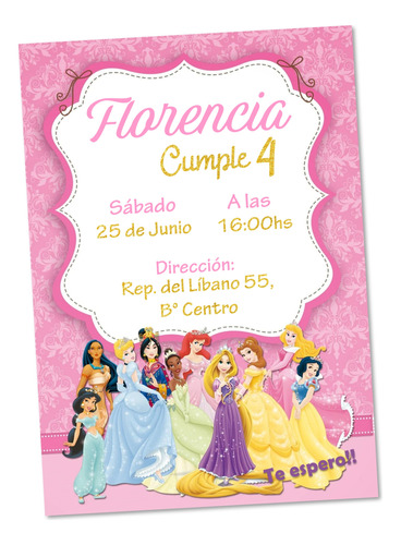 Invitación Princesas De Disney Editable Imprimible