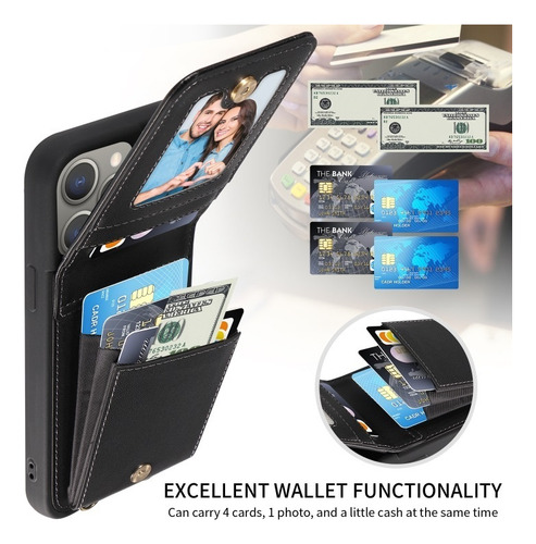 Funda For iPhone 16/15/14/13/12/11, Con Tarjetero Y Correa