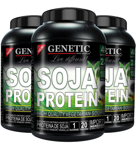 Aumento Masa Muscular Veganos Proteina De Soja 3 Kg Genetic