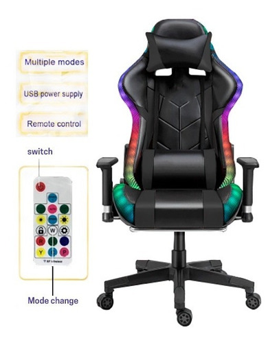 Silla Gamer Profesional Reclinable Con Luz Rgb Game Mad 