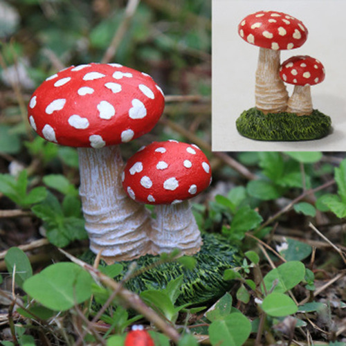 Figura De Cogumelo Criativa Decoração De Jardim 2 Cabeças