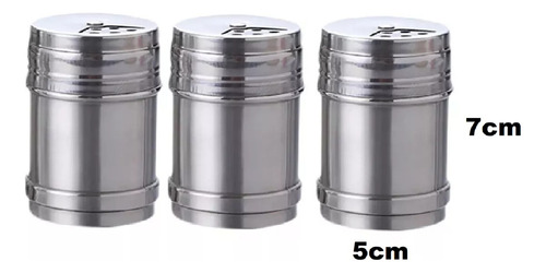 Set 3 Pzs Salero Pimientero Azucarero Acero Inoxidable Plateado