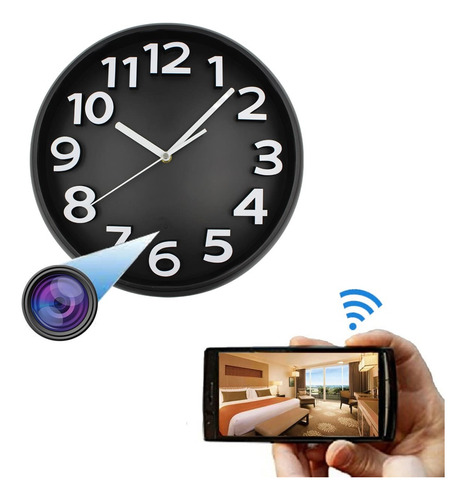 Cámara Espía Oculta Tipo Reloj De Pared 1080p Wifi Ip408w