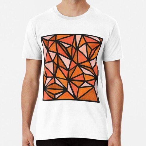 Remera Orange Geometric Triangles Algodon Premium 