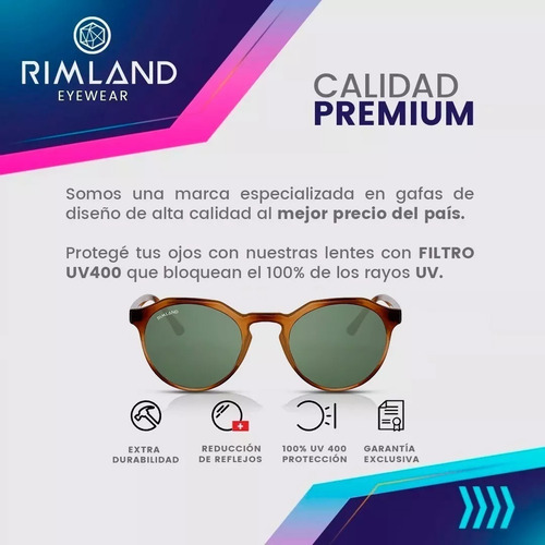 Imagen 6 de 9 de Anteojos Lentes De Sol Rimland Blink Tostado