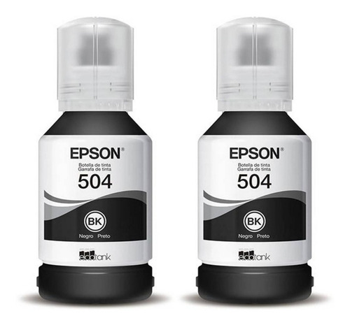Imagen 2 de 6 de Pack 2 Tintas Epson 504 Color Negro 127ml L4150 L4160 L4260