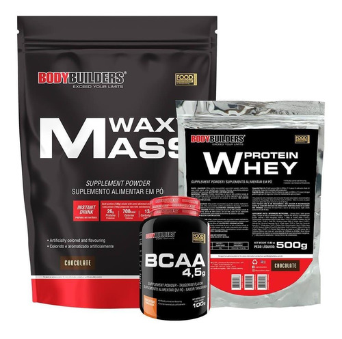 Kit Hipercalórico Waxy Mass + Whey Protein+ Bcaa 4,5