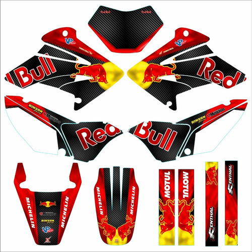 Kit Gráfico Adesivo Tornado Trilha Carenagem 0,20mm Red Bull Cor Vermelho