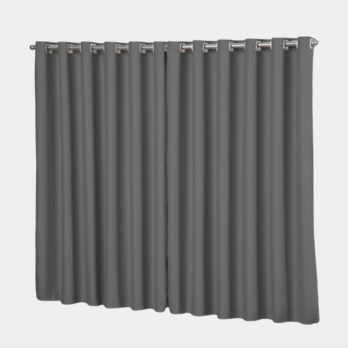 Cortina Corta Luz 4,00 X 2,30 Blackout Para Porta Sala Luxo Cor Cinza Oceano