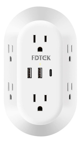 Fdtek - Cargador De Pared Usb, Protector De Sobretensión, 6