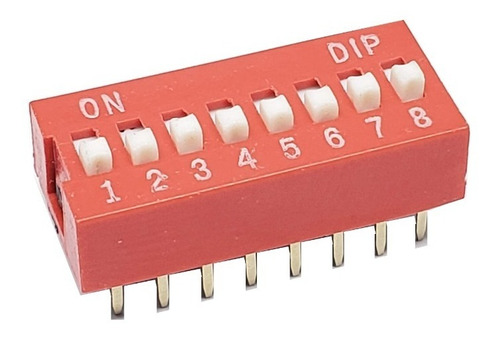 Pack X 5 Interruptor Dip Switch 8 Posiciones 2.5mm Rojo