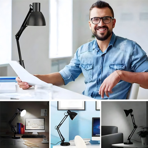Lámpara De Escritorio Brazo Ajustable 360° Con Base Y Clip