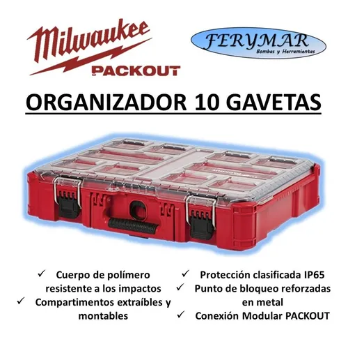 Organizador Packout Milwaukee 8430 Gavetero 10 Gavetas