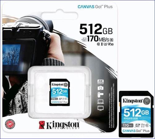Memoria Sd Kingston Canvas Go Plus 512gb C10 U3 V30 170mb/s