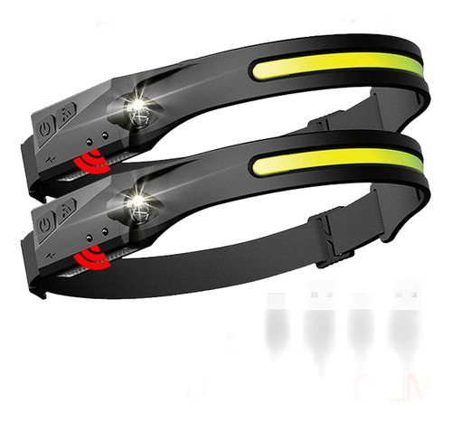 Linterna Frontal Led Cob De Inducción, 2 Unidades