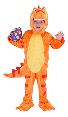 Disfraz Completo Para Niños Dinosaurio Naranja Talla 3 Años