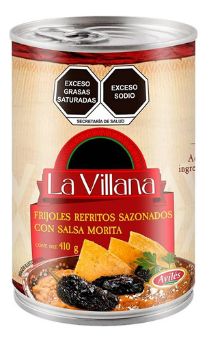 Frijoles Refritos La Villana Sazonados Con Salsa Morita 410g