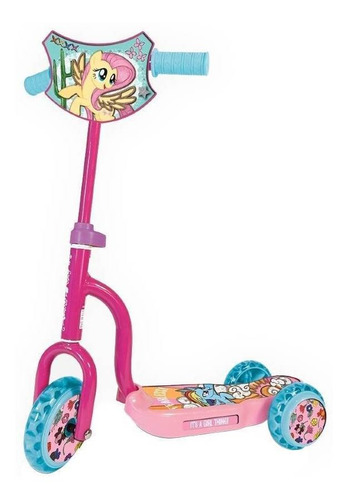 Monopatín de pie Unibike Scooter 3 ruedas My Little Pony  rosa y celeste para 5 años