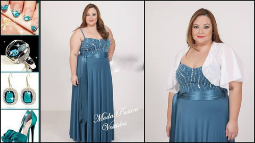 Vestidos Gala Piedreria Talles Especial Gorditas Moda Pasion
