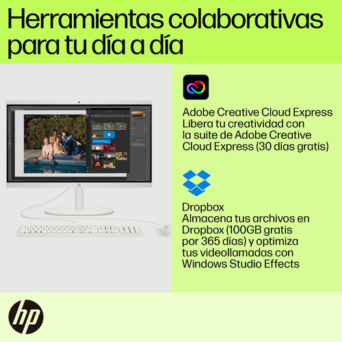 Hp All In One 22-dg0005la intel Celeron 8gb Ram 256gb Ssd Cashmere White