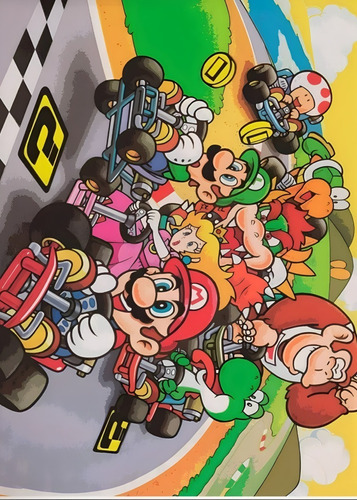 236# Cuadro 30x40 Mario Kart Vinilo Mdf Listo P/ Colgar