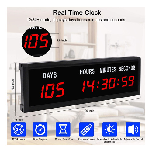 Reloj De Cuenta Regresiva Led De Jhering Con Control Remoto,